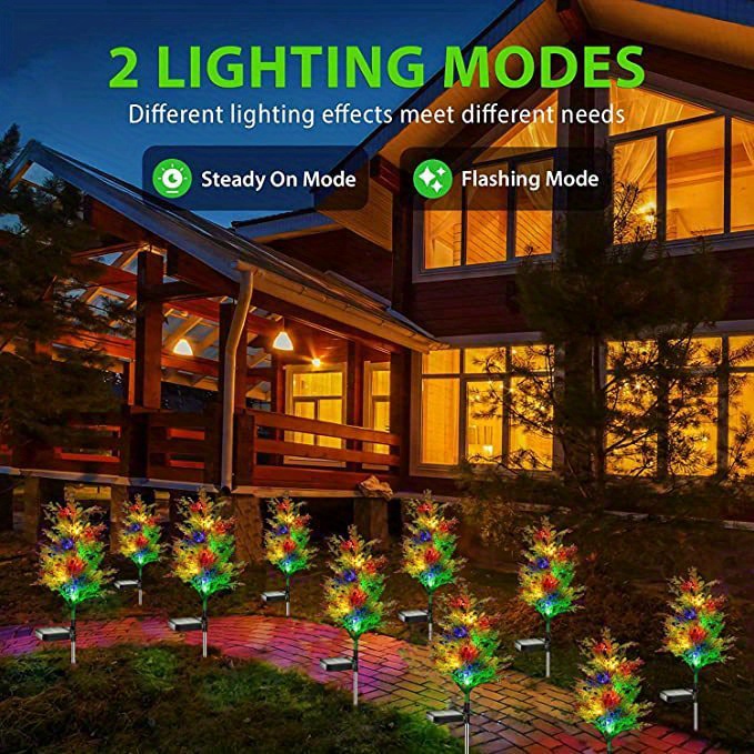 2pcs solar pine lights christmas garden ground lights waterproof multi color garden path outdoor christmas festival lights landscape lights solar lawn decorative lights details 4