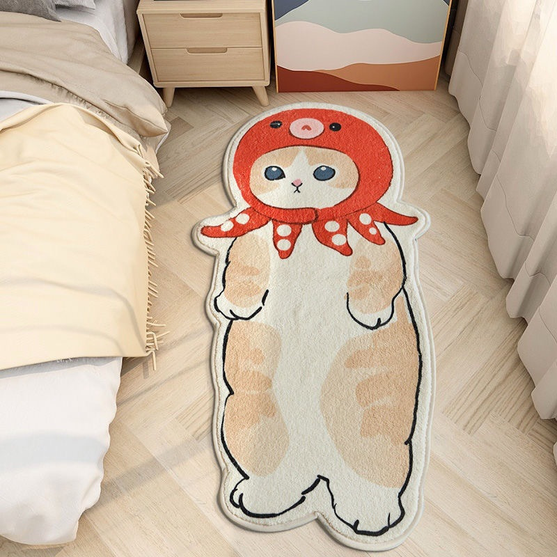 Cute Cartoon Cat Bedside Carpet Plush Mats For Children's - Temu