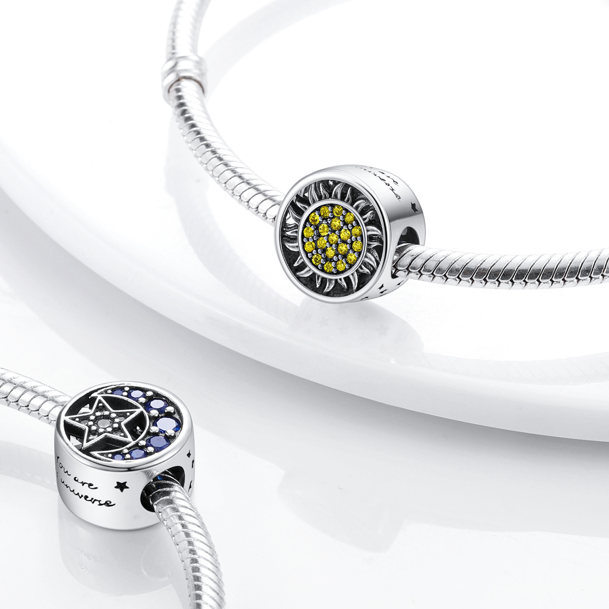 925 Silver Plated Galaxy Sky Collection Stars Moon Sun - Temu