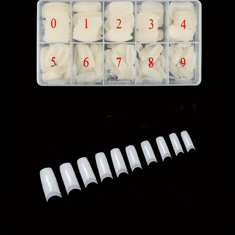 TEMU 100/500pcs Half Set Of Fake Nail Tips - Acrylic Nail Tips, 10 Sizes Ladies French Acrylic Artificial Nail Tips For Nail Salons And Home Diy
