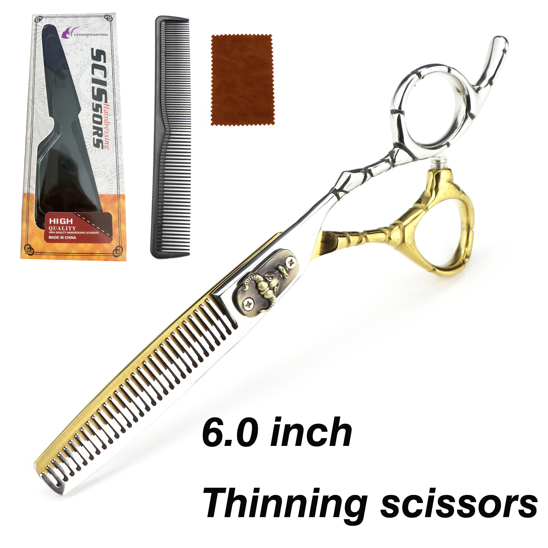 Gold Professional 6 Salon Hair Cutting Scissors Thinner Barber