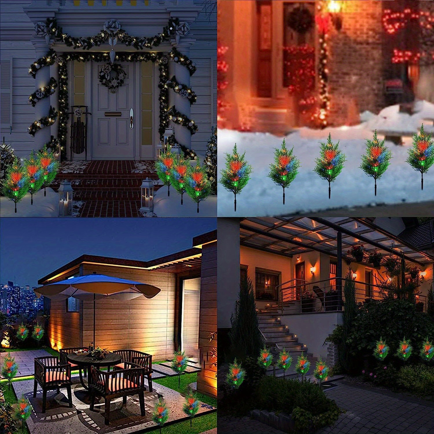 2pcs solar pine lights christmas garden ground lights waterproof multi color garden path outdoor christmas festival lights landscape lights solar lawn decorative lights details 8