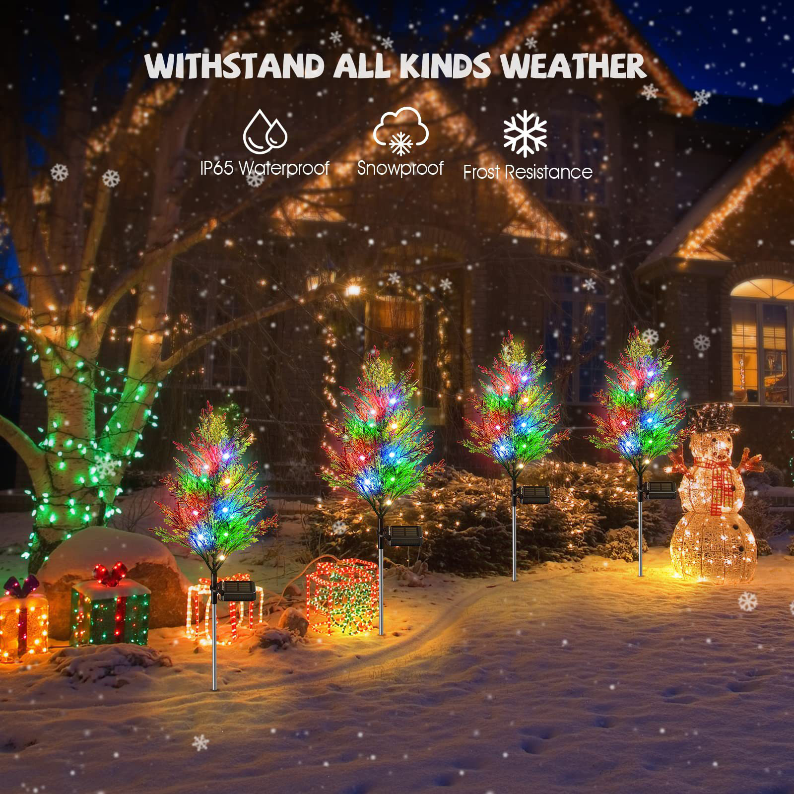 2pcs solar pine lights christmas garden ground lights waterproof multi color garden path outdoor christmas festival lights landscape lights solar lawn decorative lights details 5