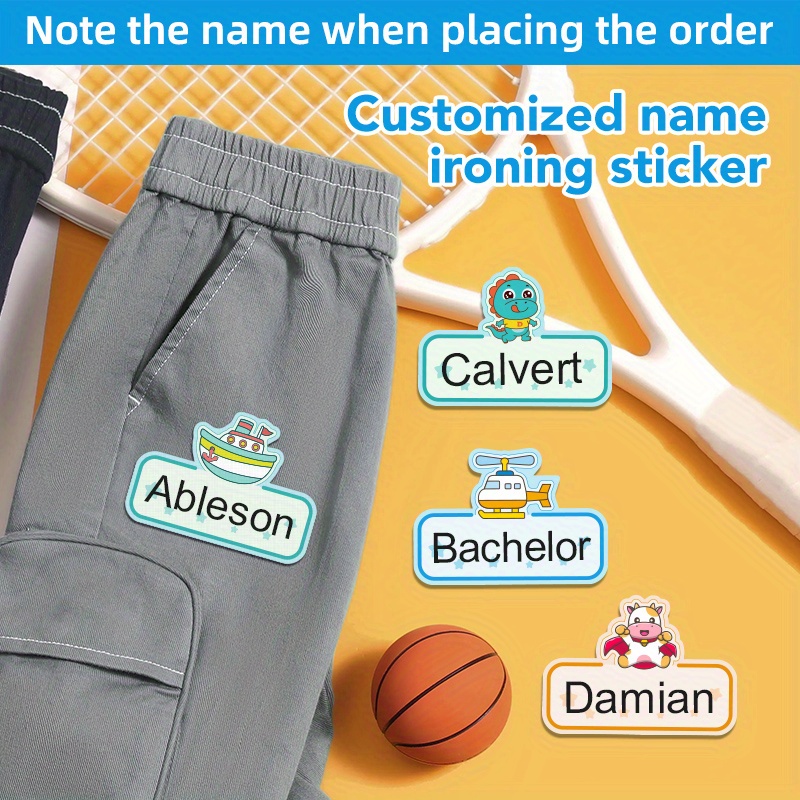 100 etiquetas termoadhesivas de tela para ropa, etiquetas de ropa  personalizadas, lavables para niños, etiquetas con nombre personalizadas  para ropa