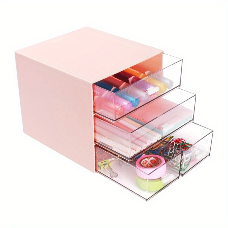 Organizador de escritorio con cajón Caja de cajones de almacenamiento  apilable Compartimentos multifuncionales Caja organizadora de cosméticos  para 5