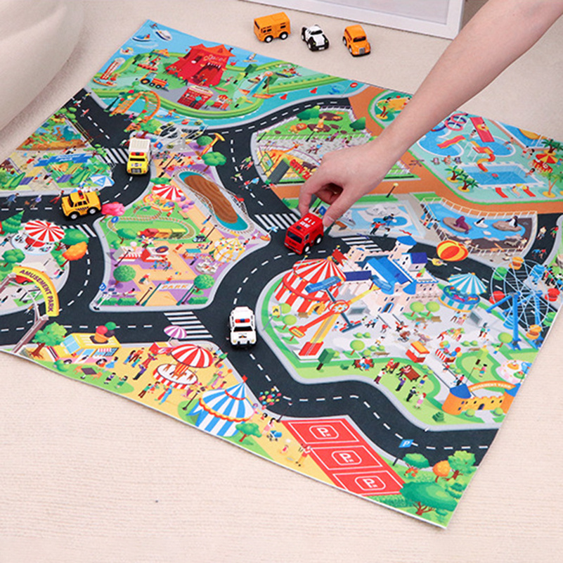 Alfombra de juegos para niños, alfombra de juegos para niños, alfombra de  coche para niños, alfombra de juegos para niños, alfombra de mapa de ruta  de