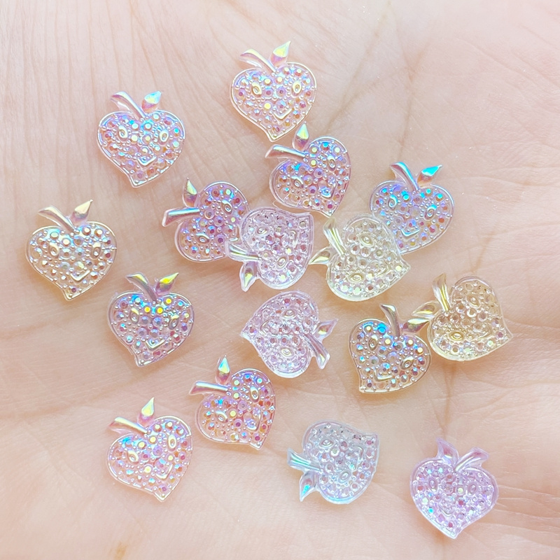 Aurora Color Heart Shape Peach Design Resin Charms Nail - Temu United ...