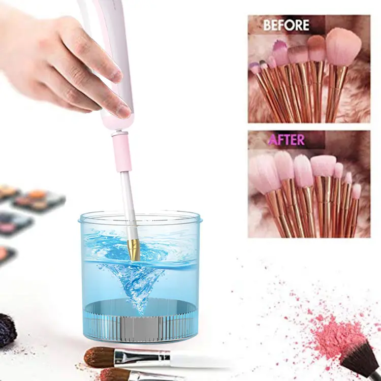 electric makeup brush cleaner machine portable automatic usb cosmetic brushes cleaner for all size beauty makeup brush set liquid foundation contour eyeshadow blush brush details 1
