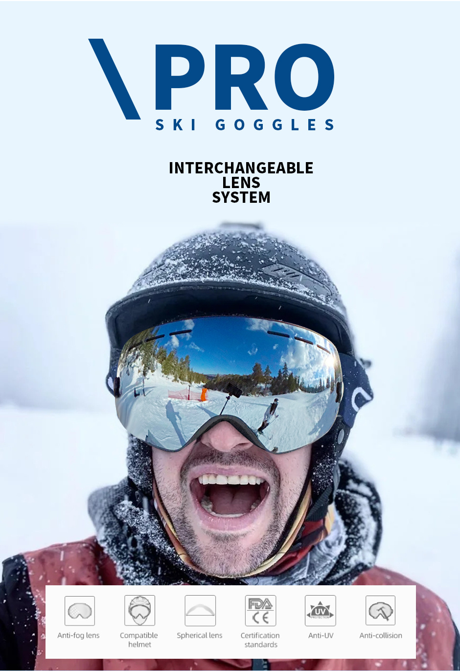Gafas de esquí para nieve, snowboard, para hombre y mujer, esquí y