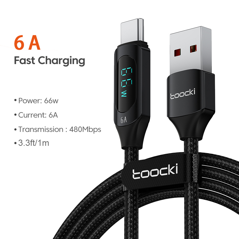 Black 1m Lightning to USB-C Fast Charge Cable — Standard