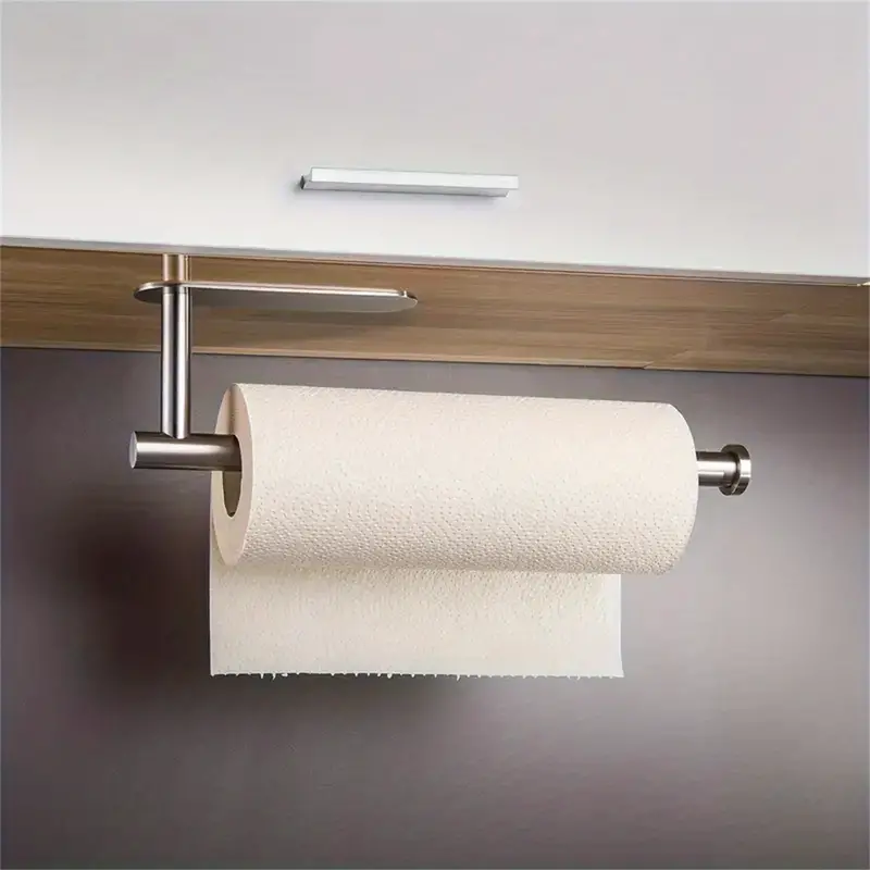 Kitchen Punching-free Tissue Rack Under Cabinet, Metal Roll, Kitchen  Storage Rack, Wall-mounted Single Hand Operable Paper Towel Holder Under  Cabinet With Damping Effect For Kitchen Bathroom, Storage Supplies, Home  And Kitchen Supplies 