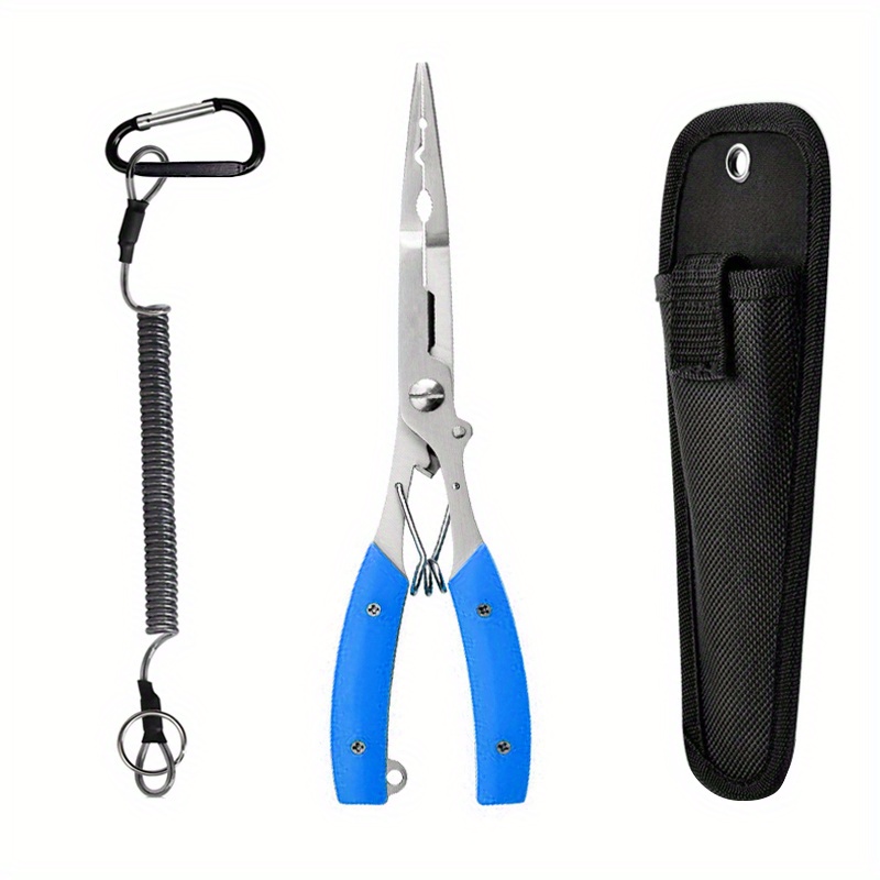 Fishing Pliers 2pcs Curved Nose Scissors Braid Fishing Line Cutters Split  Ring Pliers Fish Hook Remover Braid Wire Cutter Holder Stainless Steel  Multi
