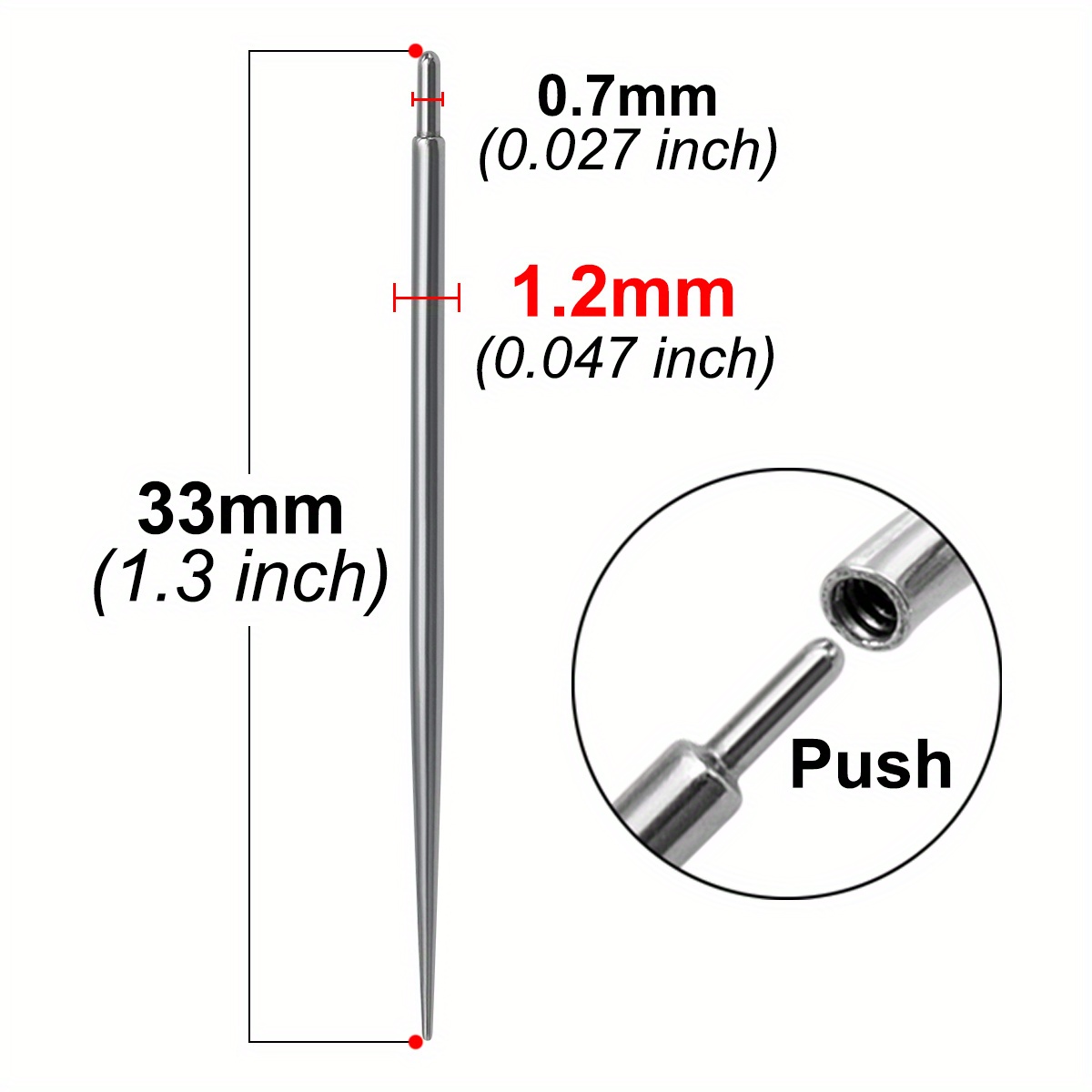 Threaded Insertion Pin Taper For Internally Threaded Jewelry