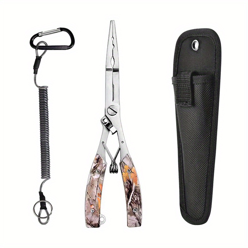  Fishing Pliers, Lip Gripper Stainless Steel Upgraded  Multifunctional Fishing Pliers Hook Remover Split Ring，with Coiled Lanyard  Set Fly Fishing, Ice Fishing, Fishing Gifts for Men, Angler Friends :  Sports 