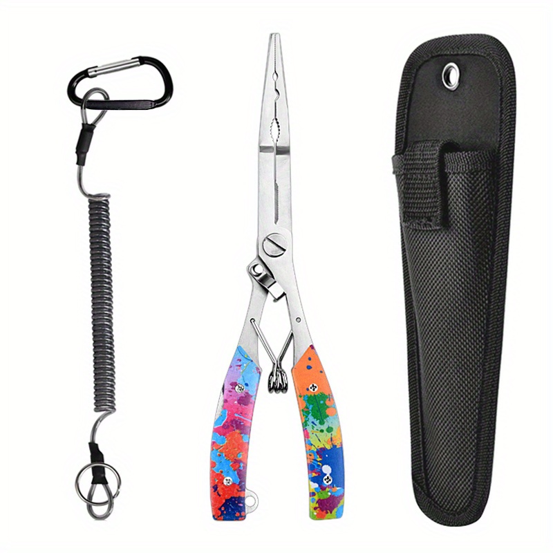 Stainless Steel 7.4 Fishing Pliers Hook Remover Tool Kits and Accessories  8 in 1 Combo, Fishing Quick Nail Knot Tying Tools, Split Ring Forceps and