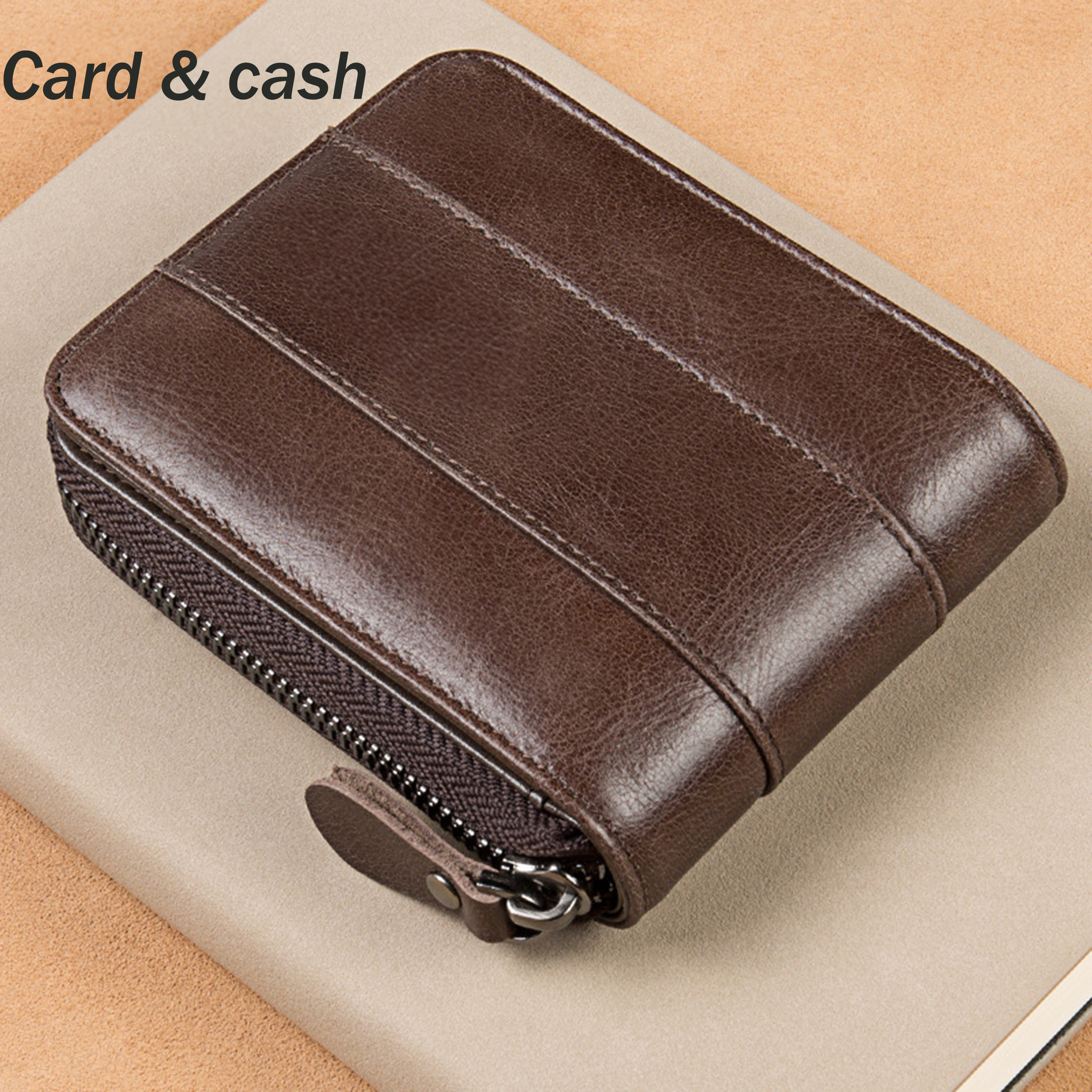 Men's Leather Short Wallet Money Clip, Multi-card Card Holder
