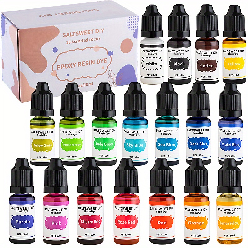  Epoxy Resin Pigment - 18 Colors Epoxy UV Resin Dye Liquid  Transparent for UV Resin Coloring, DIY Resin Jewelry Making - Concentrated  UV Resin Colorant for Art, Paint, Crafts - 0.35 oz/10ml Each