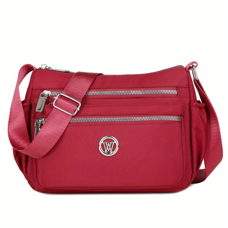 LA TALUS Women's One Shoulder Handbag,Pockets Crossbody Bag for Women  Waterproof Nylon Single Shoulder Bag Travel Purses and Handbags Rose Red 