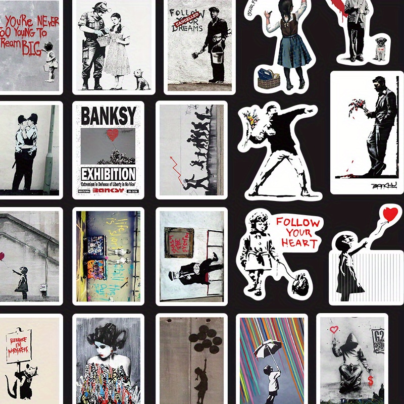 67pcs Banksy Stickers Street Artist Banksy Graffiti Art Painting Stickers  Waterproof DIY Mobile Phone Shell Computer Decoration
