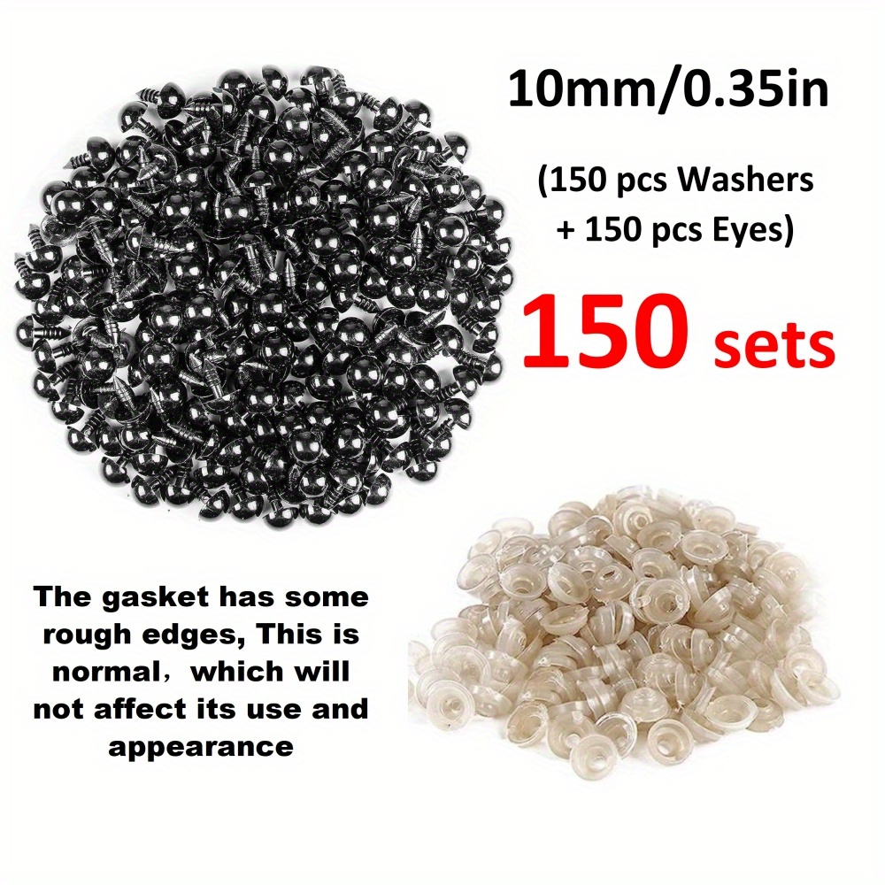 200Pcs 10mm Safety Eyes for Crochet Plastic Black Safety Eyes for Stuffed  Animals Craft Eyes with Washers