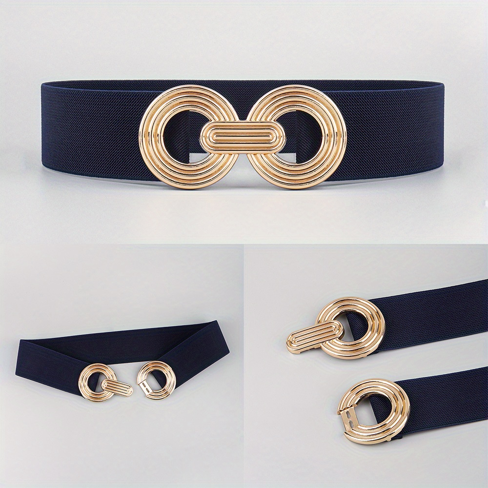 Double Rings Chain Waist Belt for Women Elastic Stretch Silver