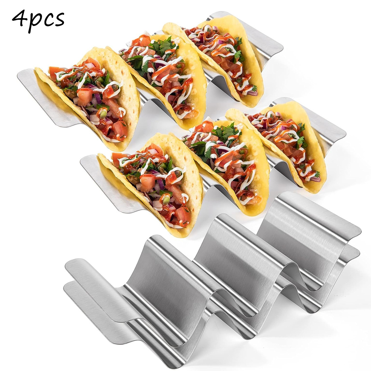 Taco Holder Stand, Tacos Metal Holders For Mess Free Ingredient Filling,  Large Stainless Steel Tortillas Wrap Holder Stands For Tacos Filling &  Serving, Tortillas Rack For Oven & Grill, Holder Stand For