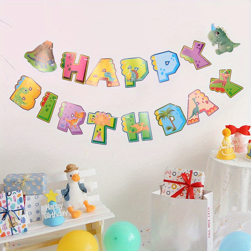 1pc Cartoon Dinosaur Theme Banner Happy Birthday Banner - Temu Norway