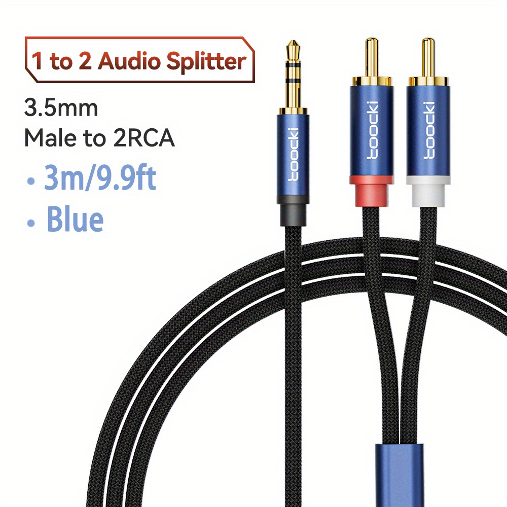 Cable De Audio Auxiliar De 2 M Con Conector 3.5mm A 2 Rca