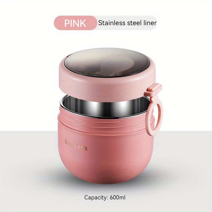 Clearance! Soup Cup Lunch Box / Thermos Mug Food Container Thermal Cup Vacuum Bento Box with Spoon for Kids, Size: Stainless Steel, Pink