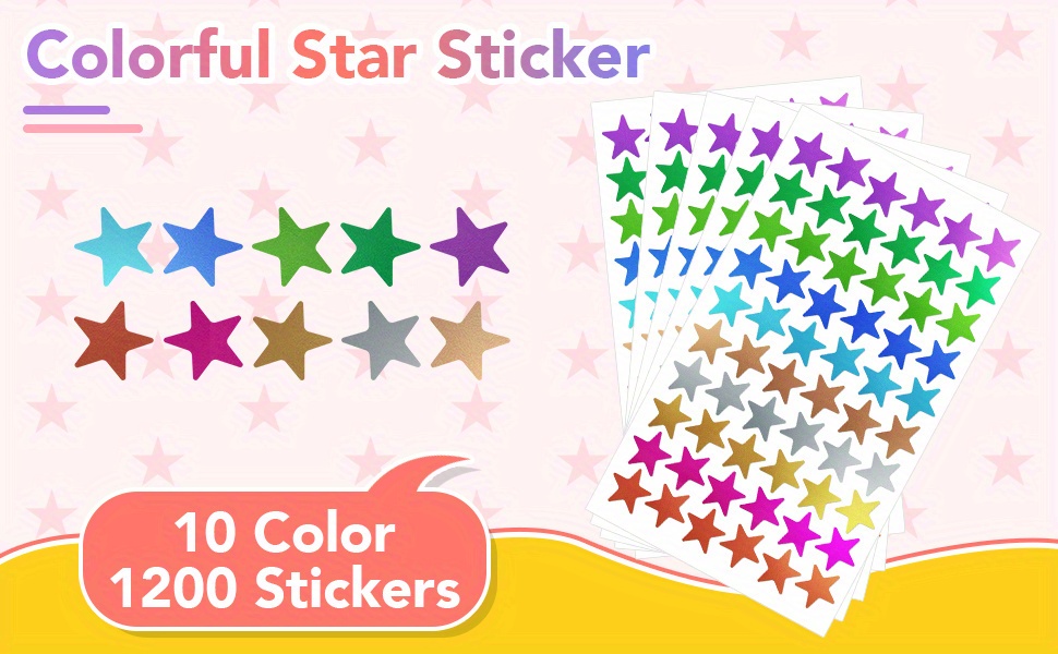 264 Rainbow Holographic Sparkle Star Stickers! ~ Tiny ~ 0.25 inch