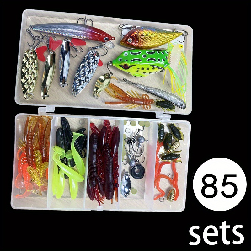 Topwater Frog Lures, Soft Fishing Lure Kit with Tackle Box for
