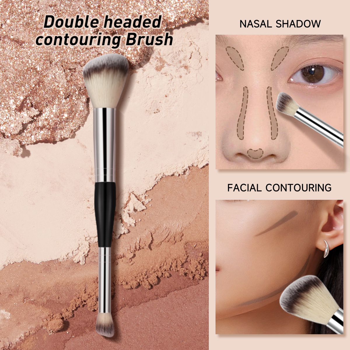 Nose Shadow Makeup Brush - Double-ended Blending Brushes Cosmetics Supplies  1pc