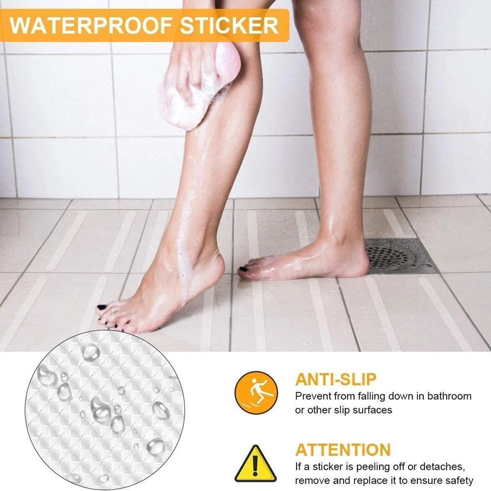 Tiras antideslizantes transparentes, Para bañera y ducha, Resistencia al  desgaste y adhesivo de larga duración