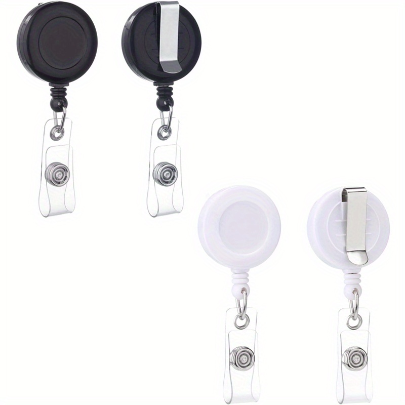 QREEL - 2 Pack - Retractable ID Name Badge Holder Reels with Belt Clip  (Black)