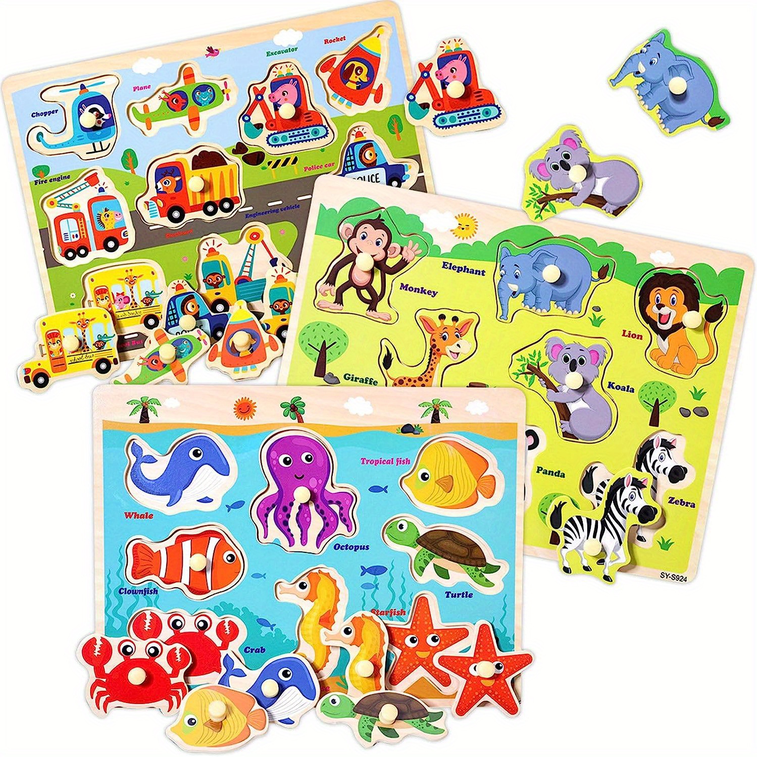 Wooden puzzles for sales toddlers