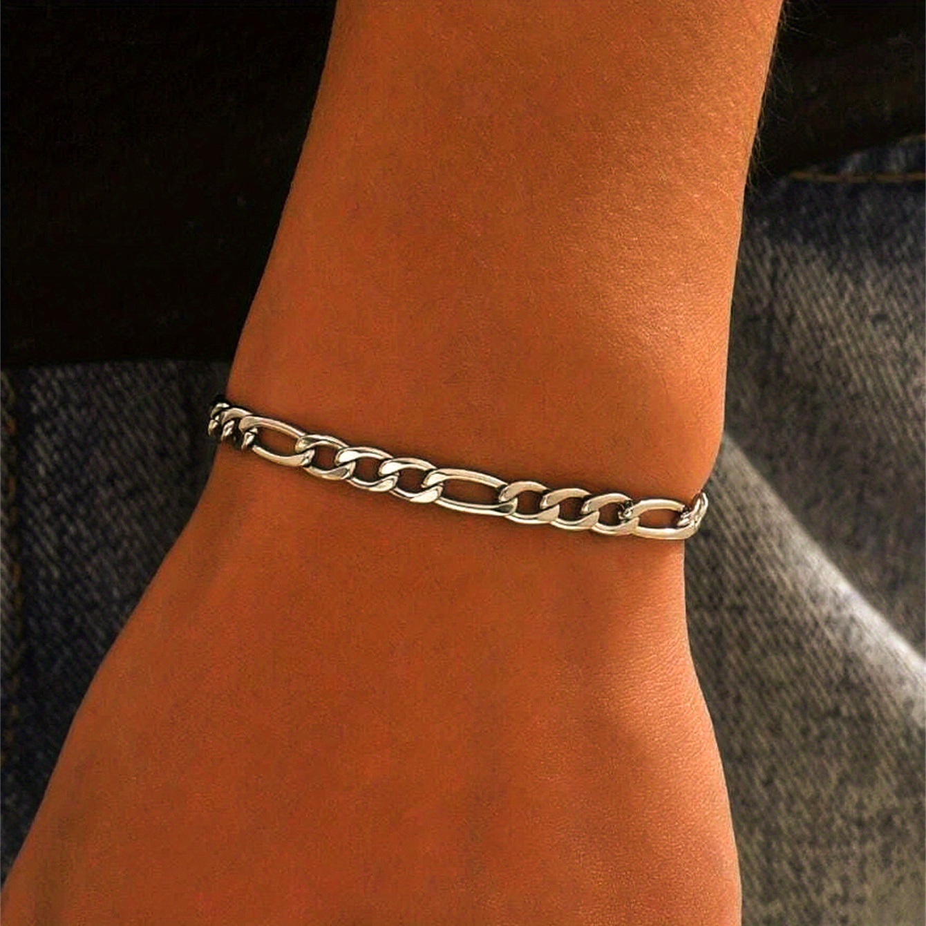 Image of 1pc Fashionable Minimalist Stainless Steel Bracelet For Men For Daily Decoration Silvery Fashionable Popular Jewelry Gift Party