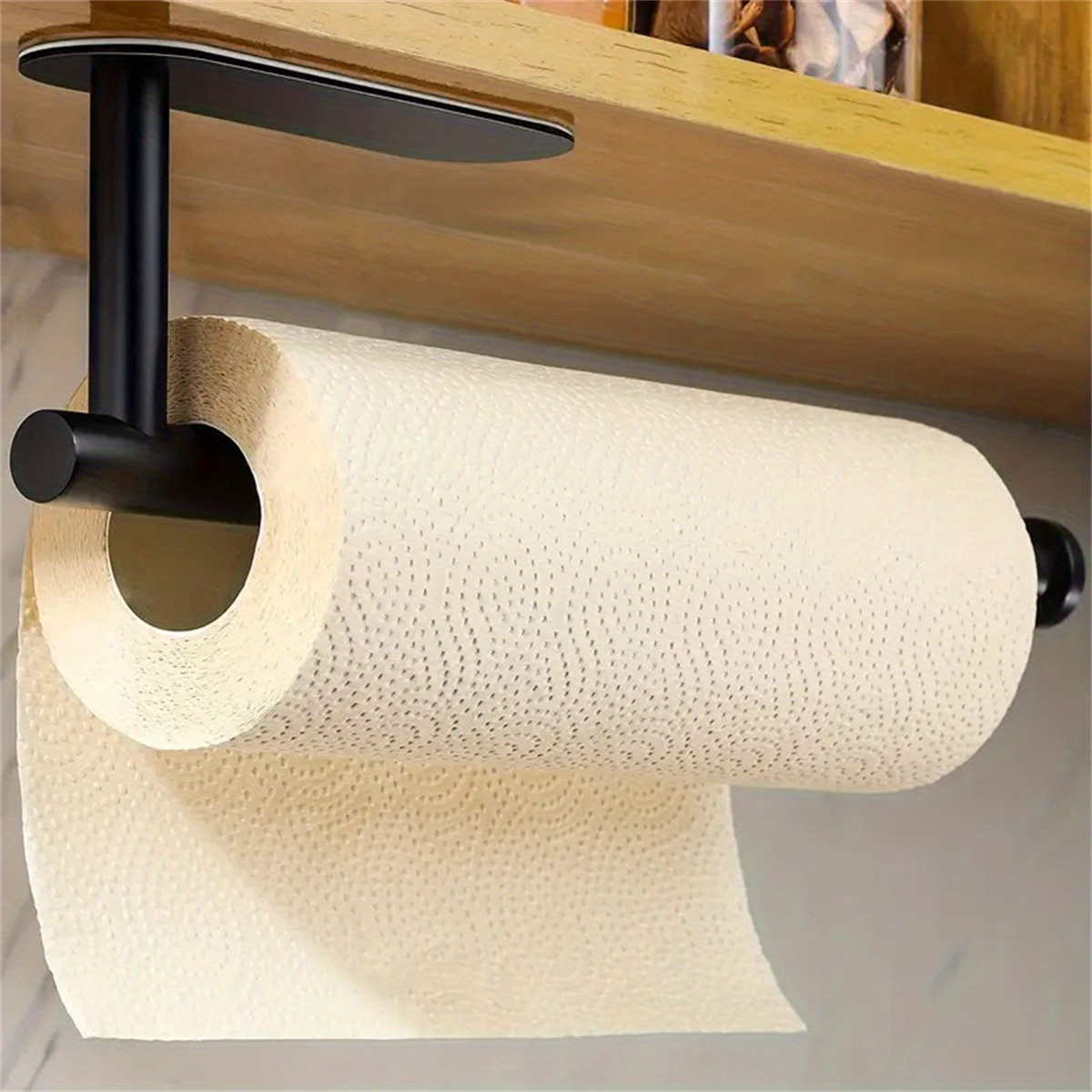 Kitchen Paper Towel Holder Punch Free Iron Under Counter Roll Paper Stand  Space Saving Cabinet Door Tissue Hanger for Bathroom