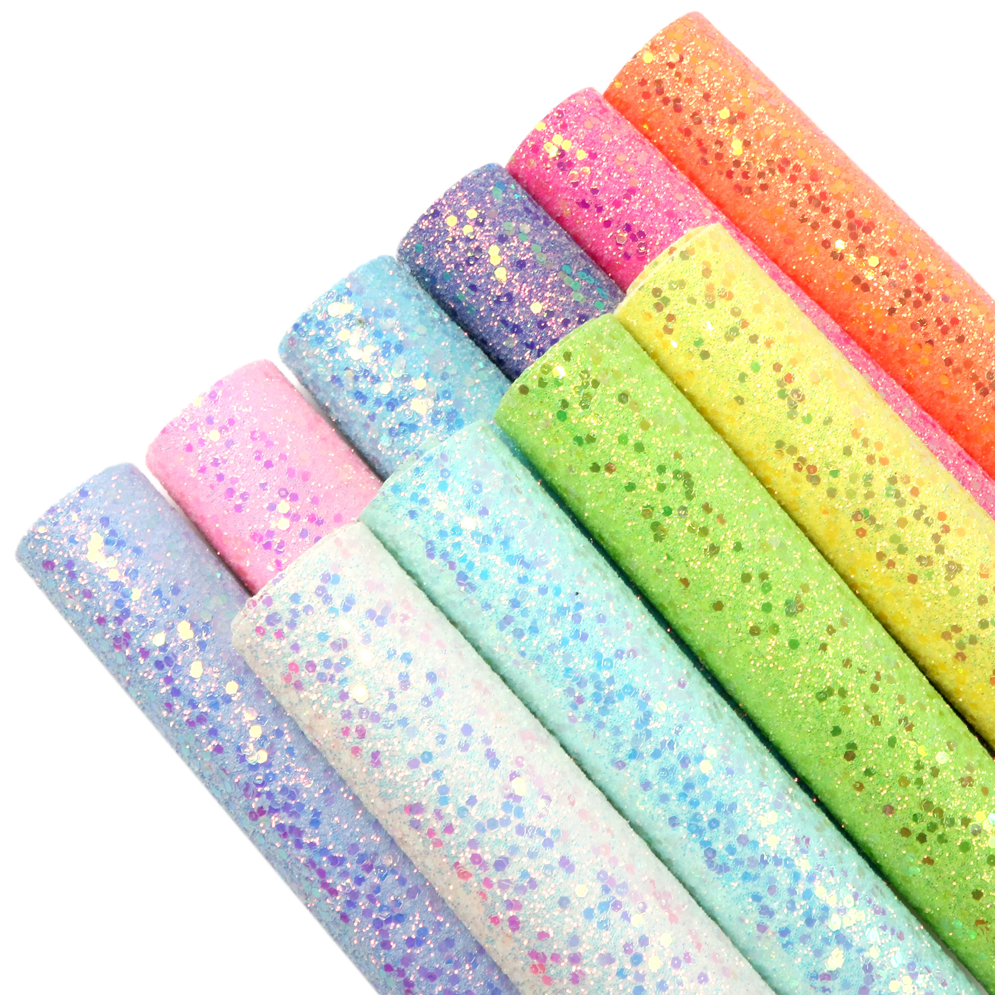 Image of 10pcs 7.87x12.99inch Shimmer Chunky Glitter Faux Leather Sheets Sequins Synthetic Leather Set Solid Color 20x33cm For Diy Earrings Hair Bows Pouches Crafts
