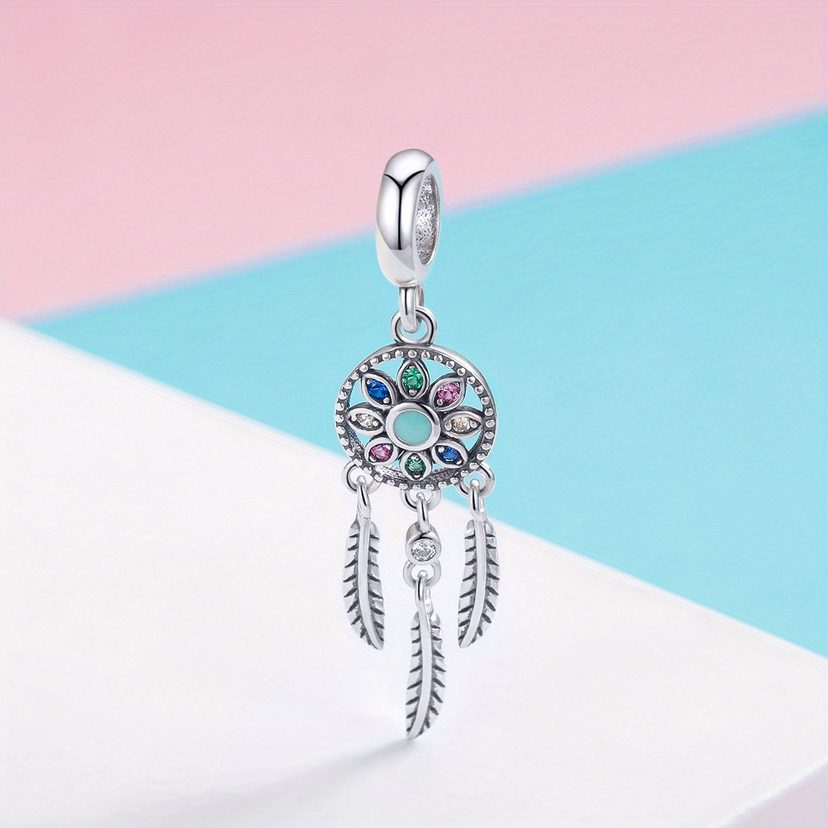 S925 Sterling Silver Dream Catcher Design Inlaid Rhinestones - Temu