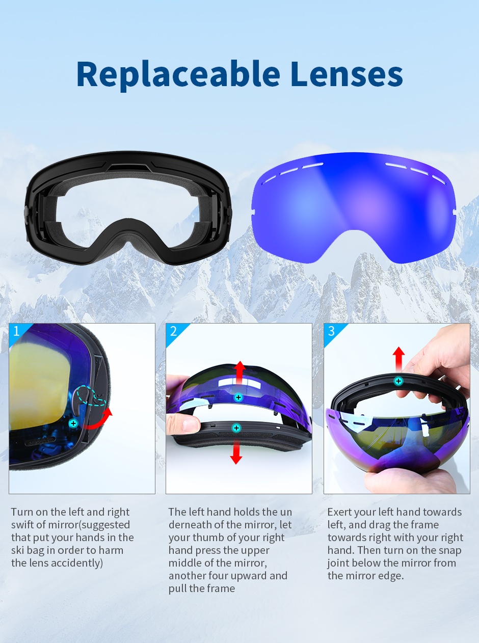 Gafas de esquí Mujeres Hombres Esquí Snowboard Gafas Protección Gafas de  nieve Gafas Azul Cola Gafas de esquí de snowboard