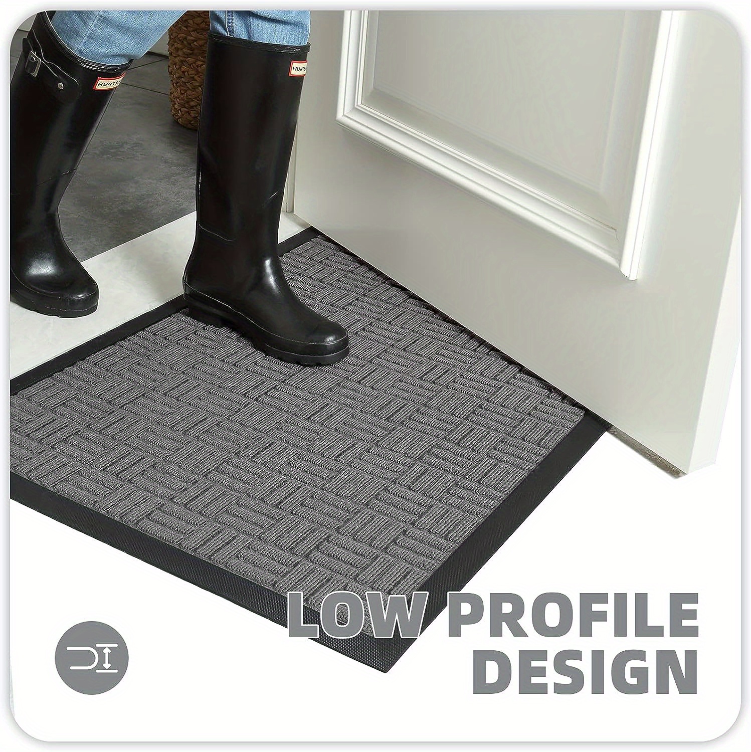 Rubber Front Door Mat Outdoor Doormat Heavy Duty Floor Rug, Waterproof  Low-Profile Door Mat 