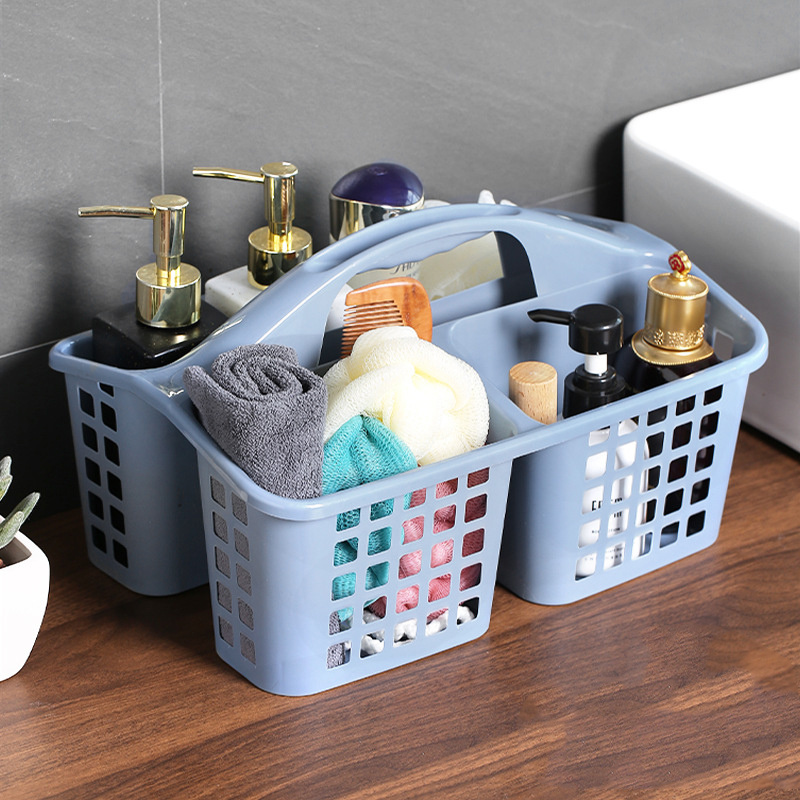 Self Draining Clear Storage Basket, Hollow Out Bath Basket With Handle,  Handheld Toiletries Basket For Bathroom, Cosmetics Portable Basket - Temu