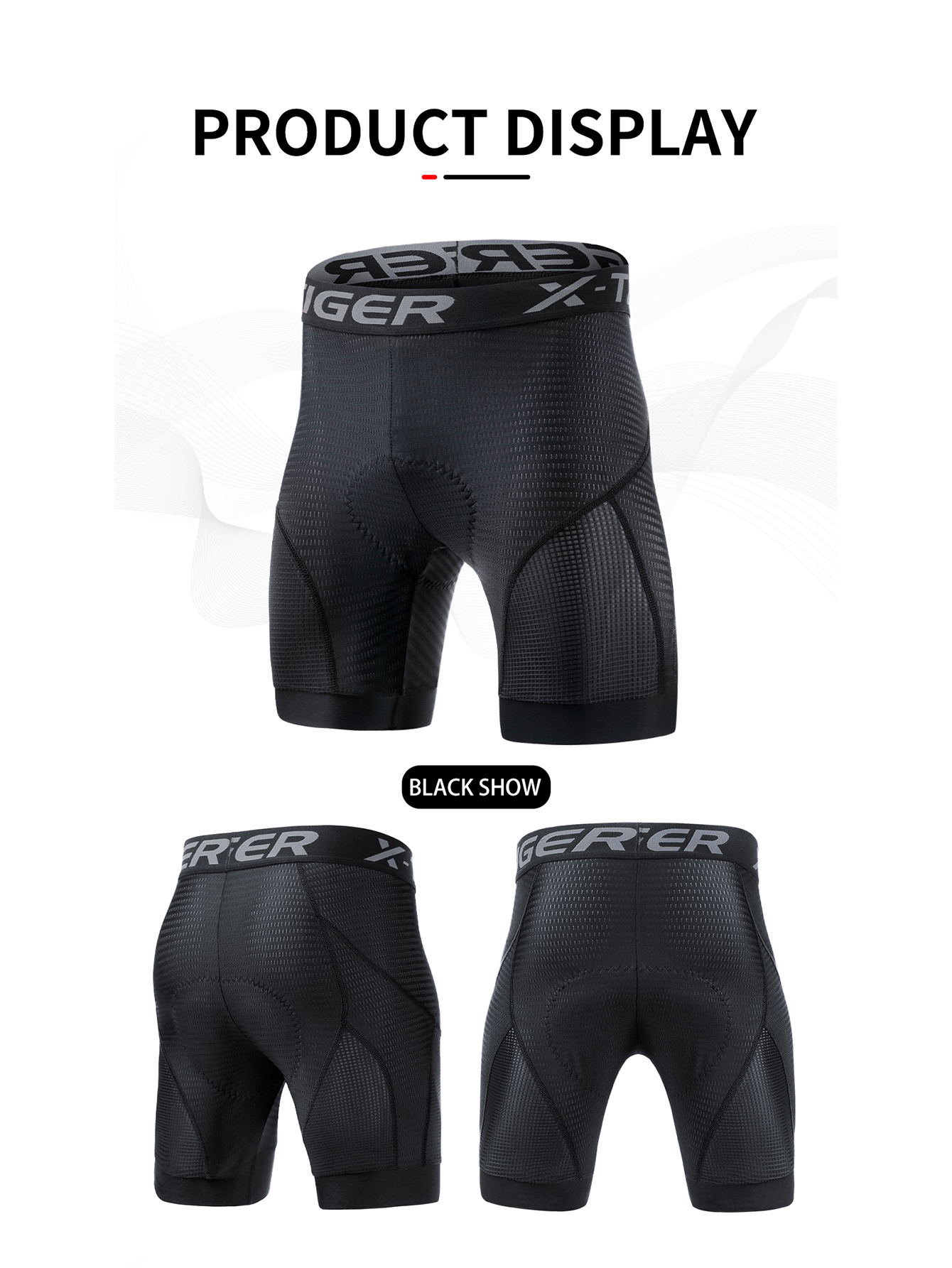 Men's Shorty Liner | 3 Inseam | Black Mesh Padded Underwear