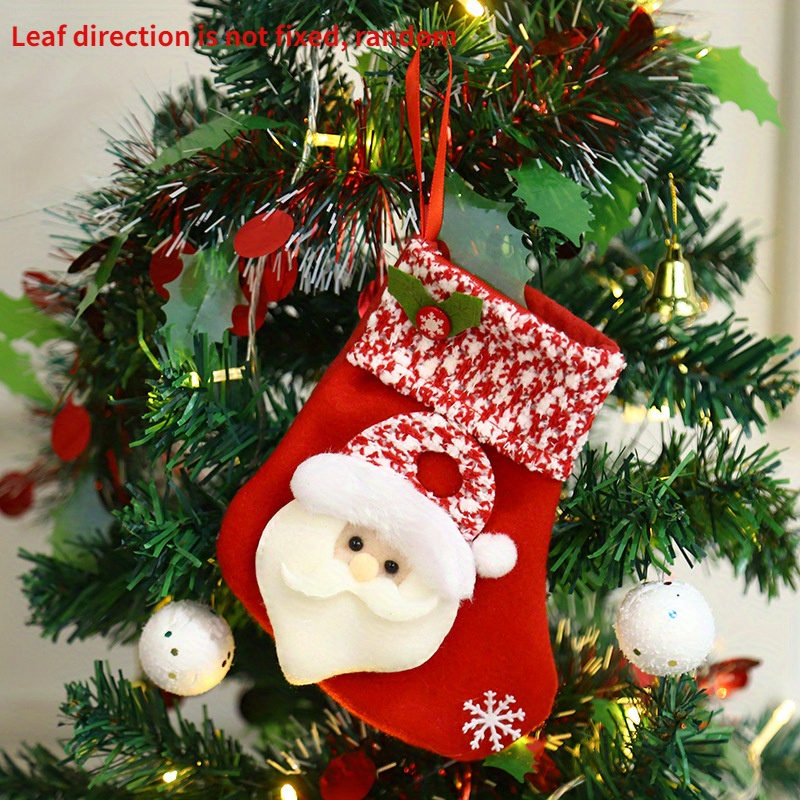 Christmas Garland Lot Ball Ornament Toppers Small Cotton Wreath 10 inch Christmas Stockings Cute Santa Snowman Christmas Tree Decoration Gift Bag Kids