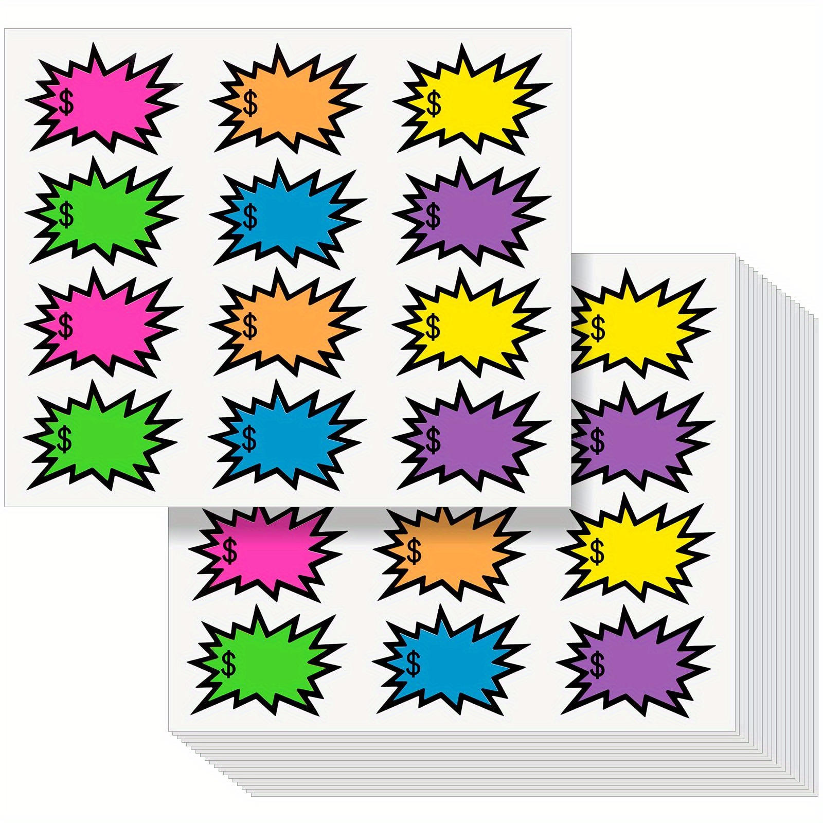 Price Tags Stickers Adhesive Large Sticker Starburst Garage - Temu