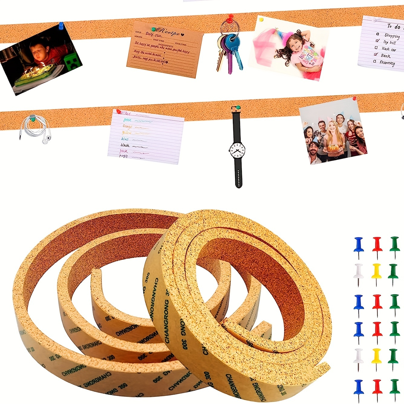 1pc/3pcs Cork Strips, Self-adhesive Cork Board For Walls, Desks, Homes,  Classrooms, And Offices. Can Be Used To Stick Notes, Photos, And Schedules