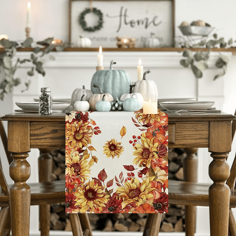 Summer Bumble Bee Linen Table Runners Kitchen Table Decorations Sunflower  Flowers Dining Table Runners Holiday Party Decor - AliExpress