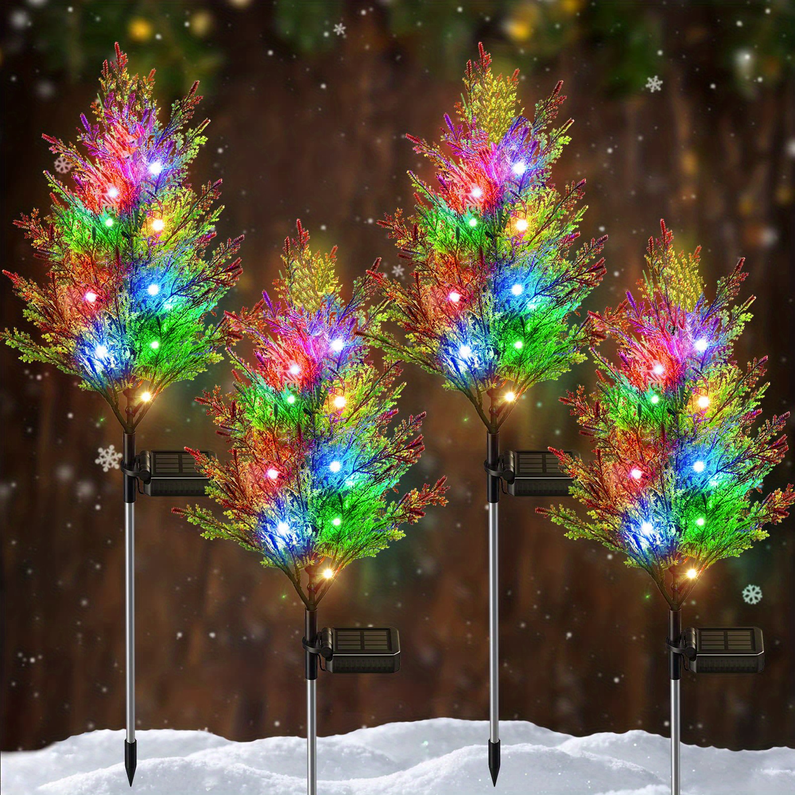 2pcs solar pine lights christmas garden ground lights waterproof multi color garden path outdoor christmas festival lights landscape lights solar lawn decorative lights details 0