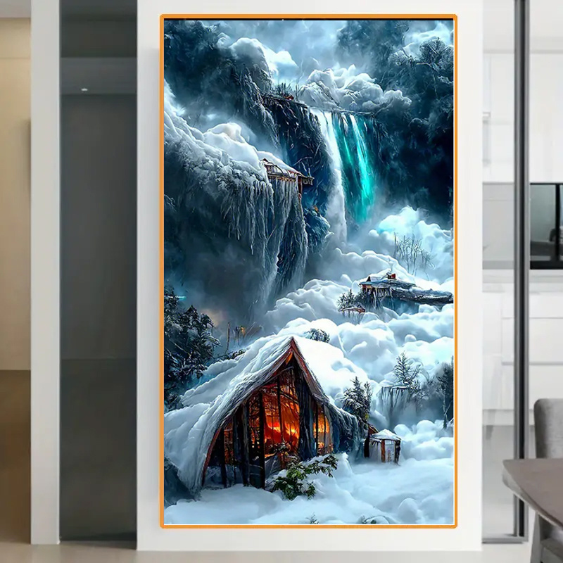 5d Diy Large Artificial Diamond Painting Kits For Adult, Waterfall Round  Full Diamond Diamond Art Kits Picture By Number Kits For Home Wall Decor  Gifts Christmas Day, Halloween Day - Temu