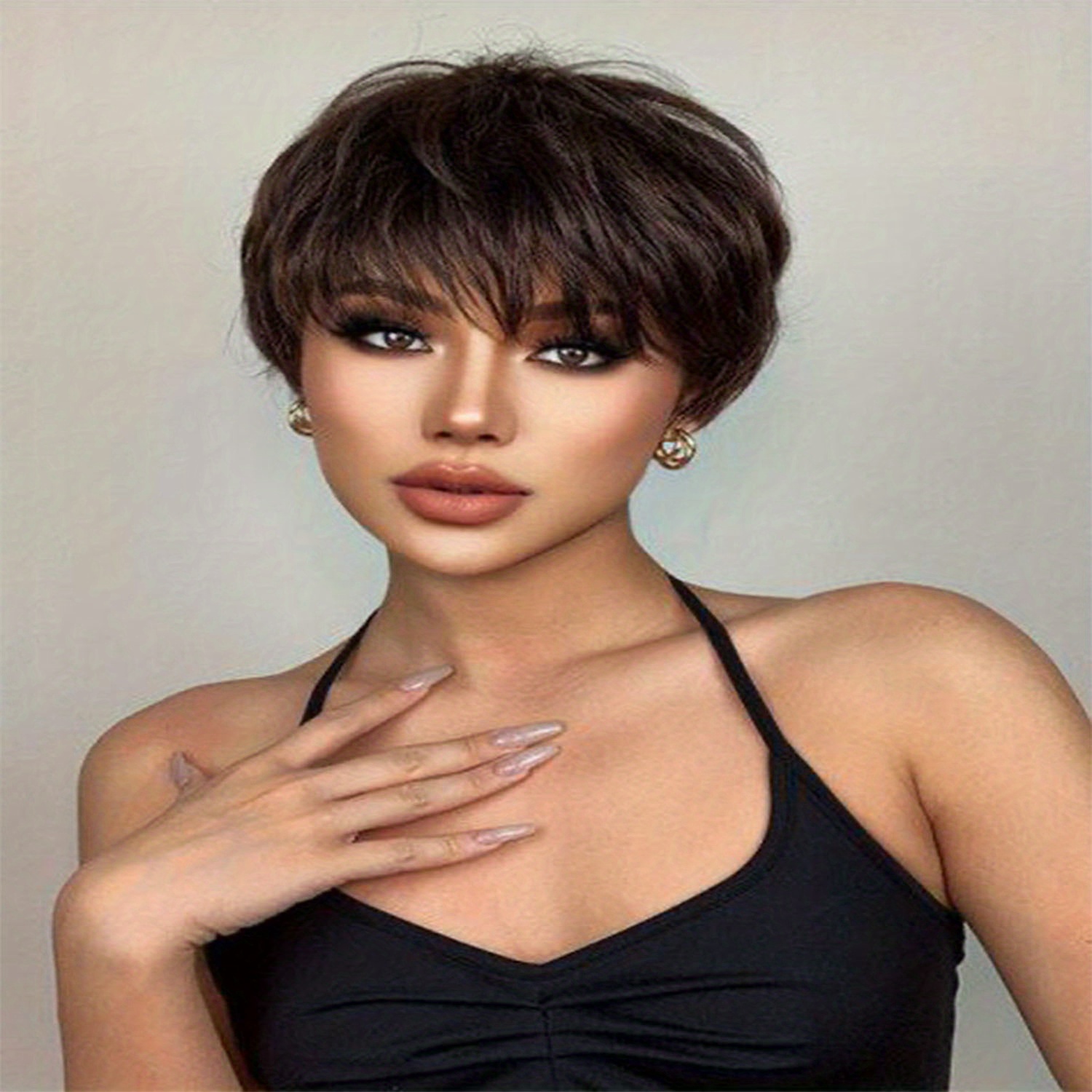 Pixie Cut Wig With Bangs Human Hair Short Wigs For Women Short Pixie Cut Wigs Black Brazilian